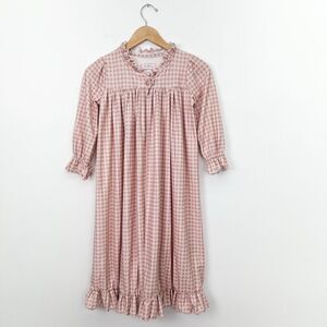 SweetHoney Single Button Ruffle Collar Hem Cuff Neutral Gingham Robe